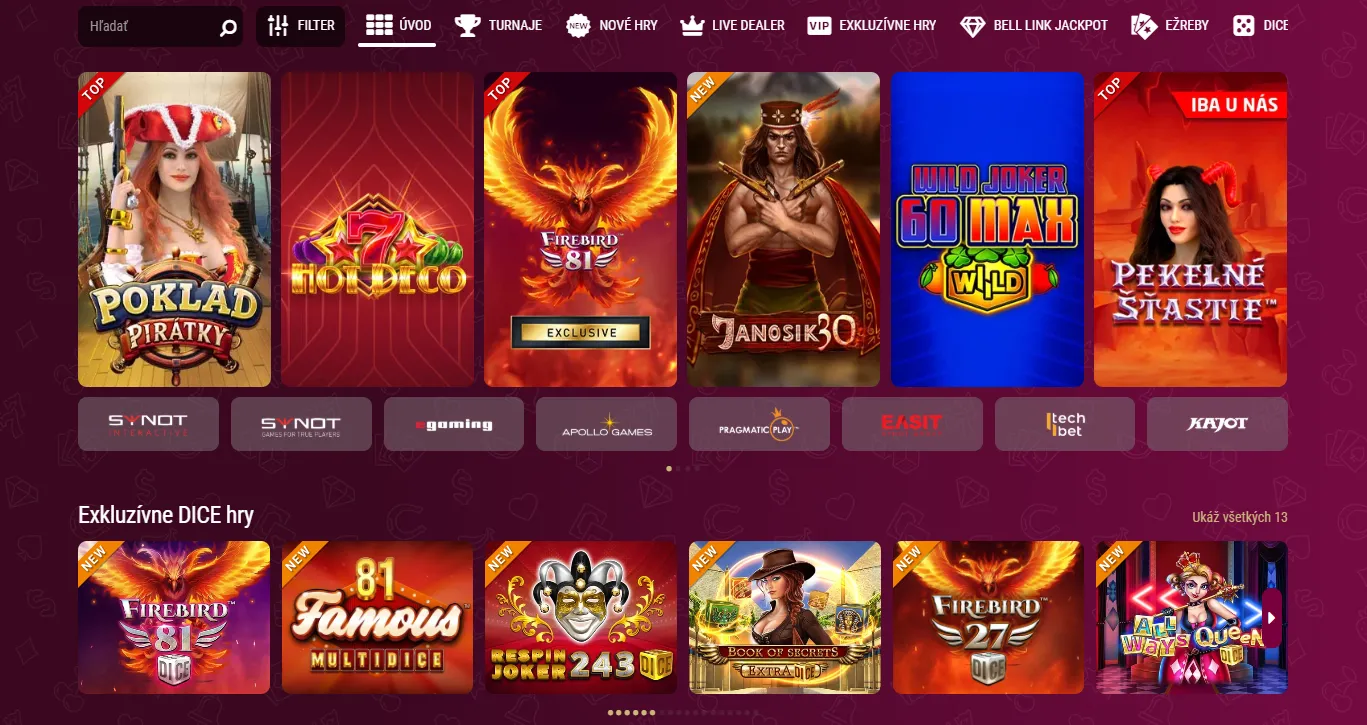 Najlepšie hry v SK top kasínach